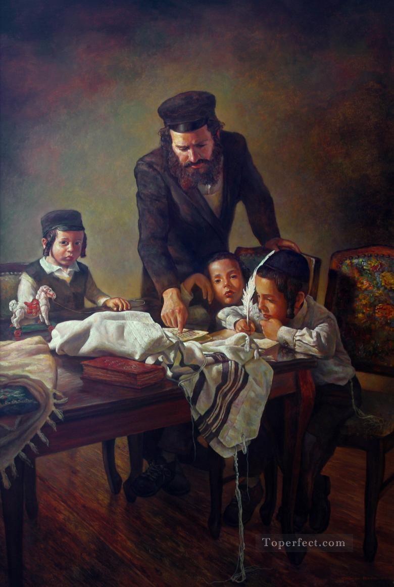 少年たちにユダヤ人を教える油絵